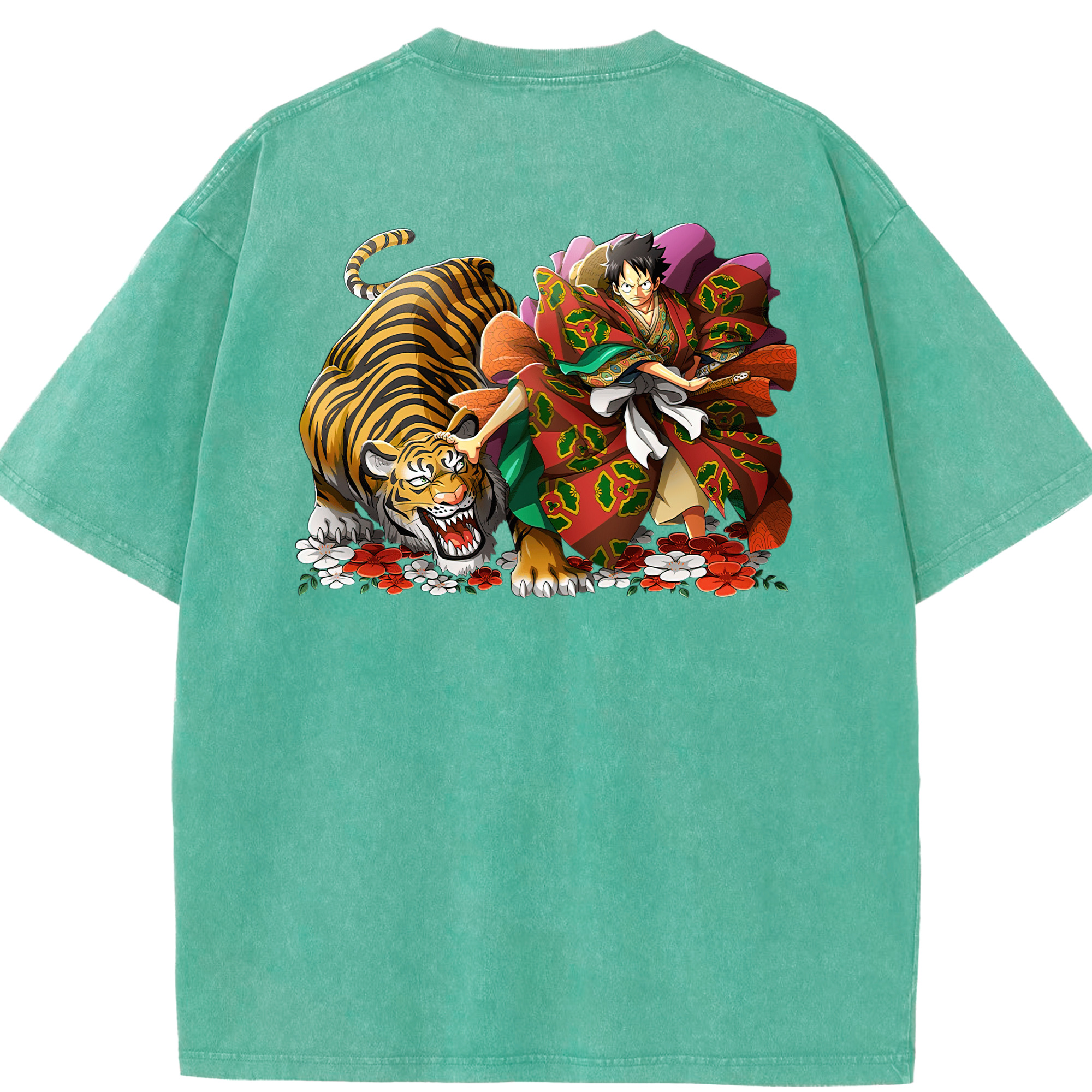 ワンピース モンキー・D・ルフィ ONE PIECE Monkey D. Luffy 綿100% ヴィンテージ風 半袖Tシャツ（背面プリント）